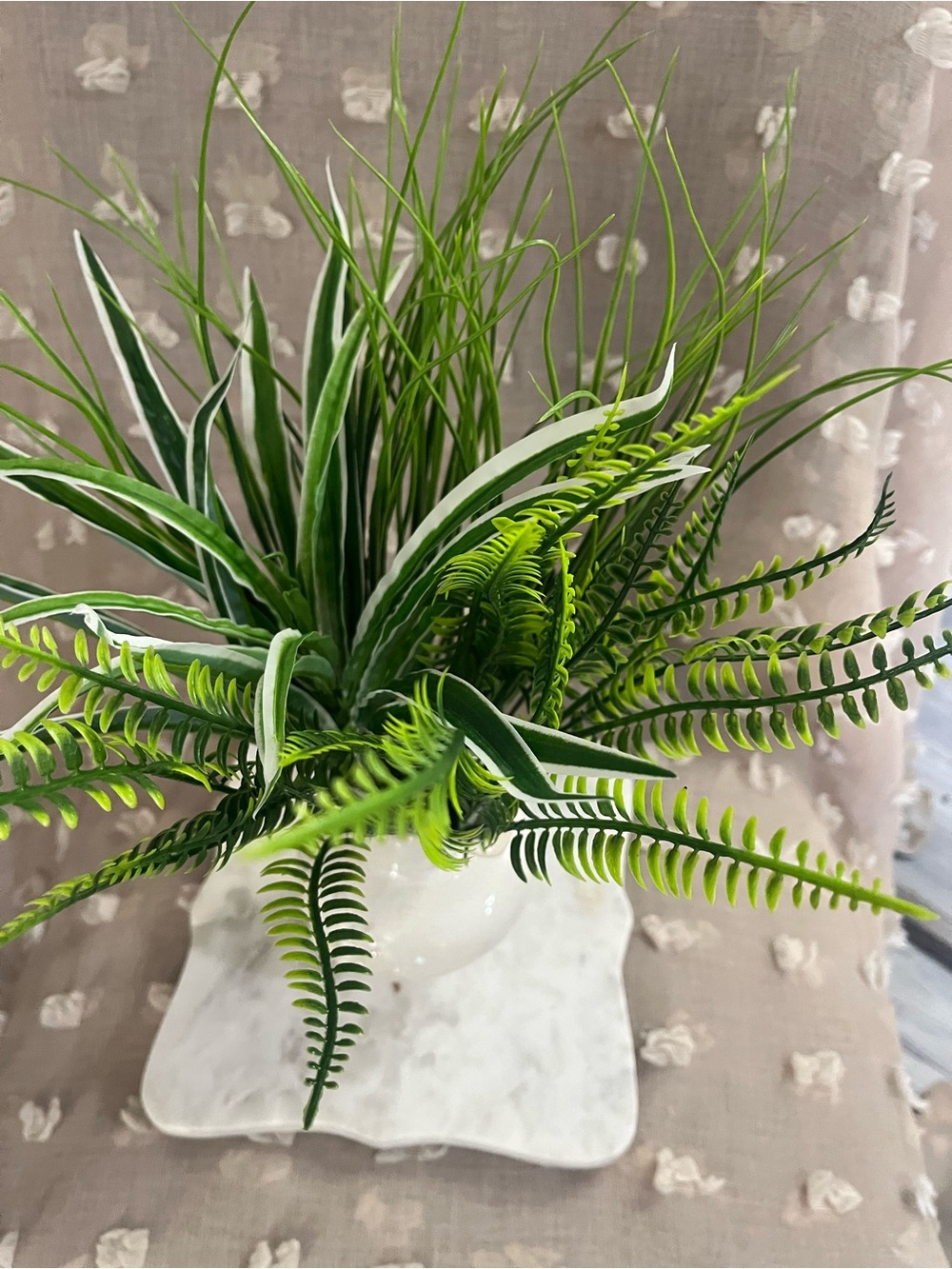 Artificial Green Fern, spider house plant flower Arrangement - Green -